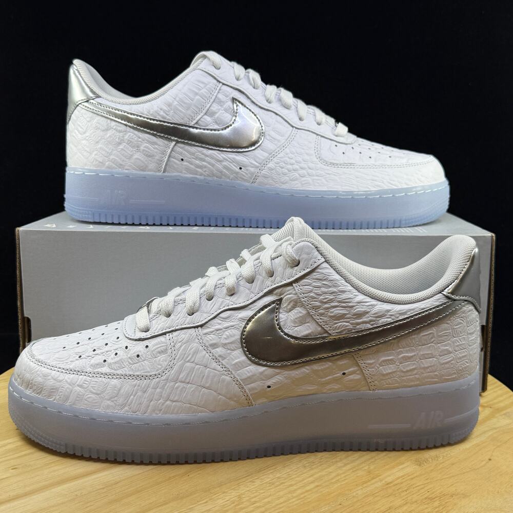 Nike Air Force 1 Low '07 Crocodile White Blue Tint IR1981-100 Men's Size 11